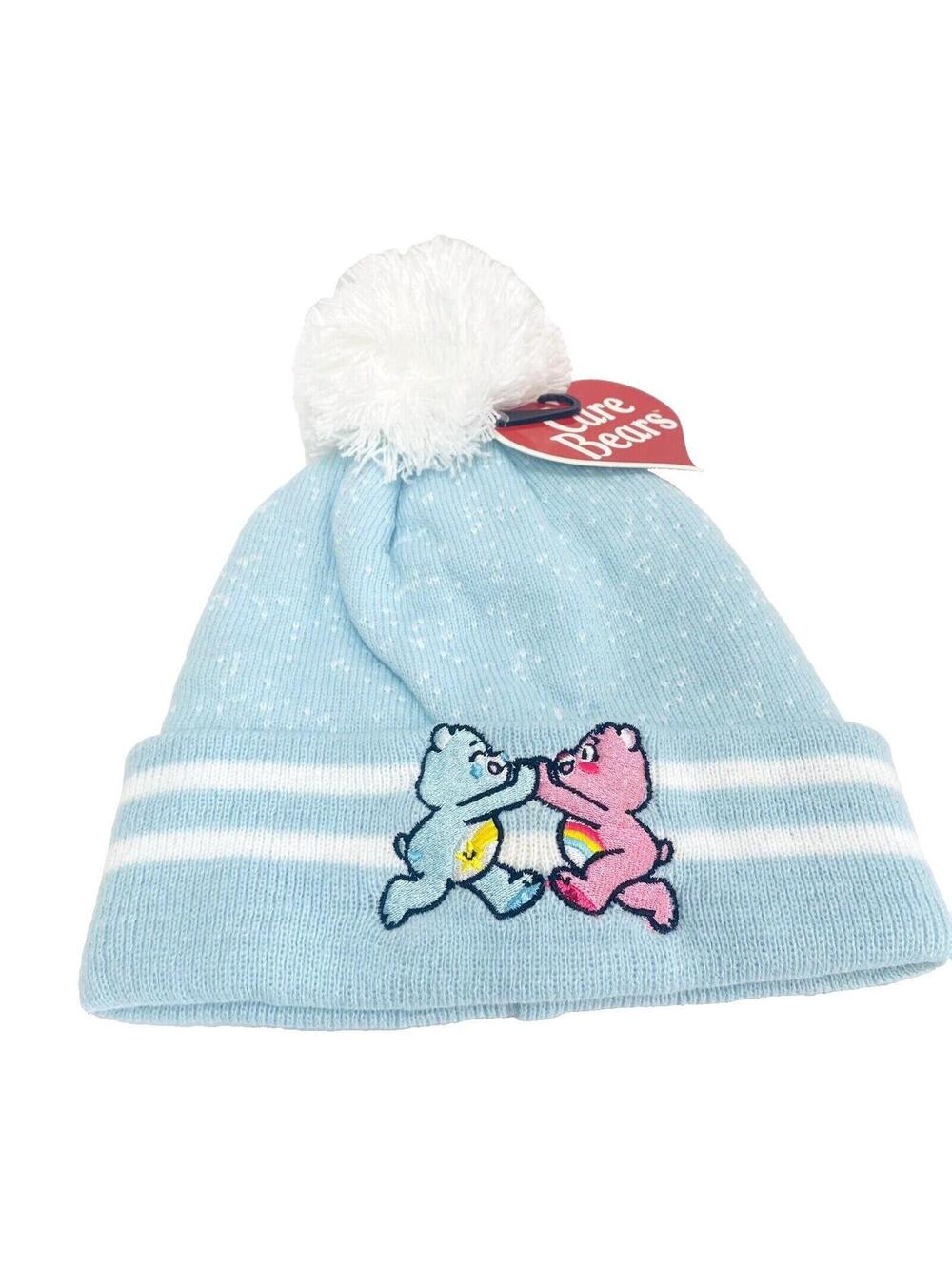 Care Bears Blue Winter Hat Embroidered Beanie Women’s Cozy Knit Cute New